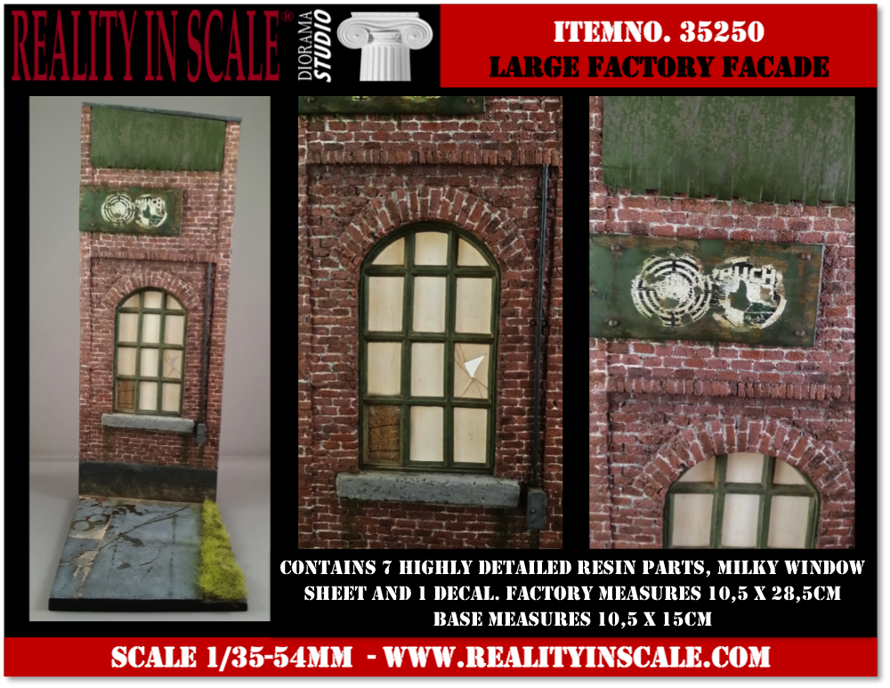 Reality in Scale Large Factory Faade with Base - 7 resin pcs. & 1 decal