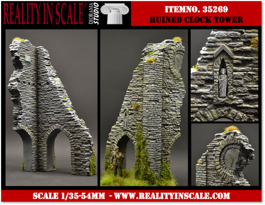 Reality in Scale Ruined Clock Tower - 2resin pcs.