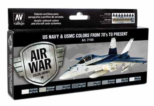 Vallejo Model Air - Paint Set (8), US Navy & USMC Colors from 70's to present.
